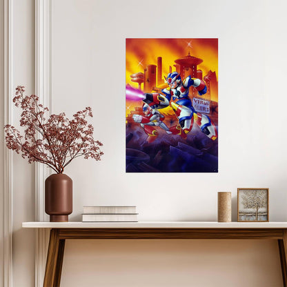 Mega Man X Poster | X and Zero in a Futuristic City - Video Games Poster