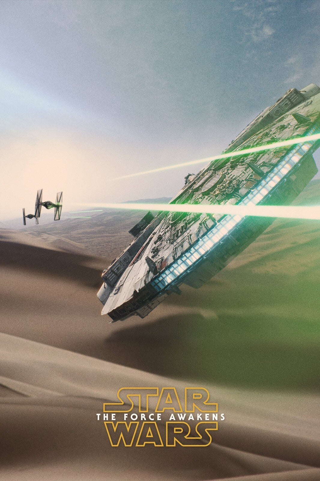 Star Wars The Force Awakens Movie Poster | Millennium Falcon over the Desert - Movies & TV Poster