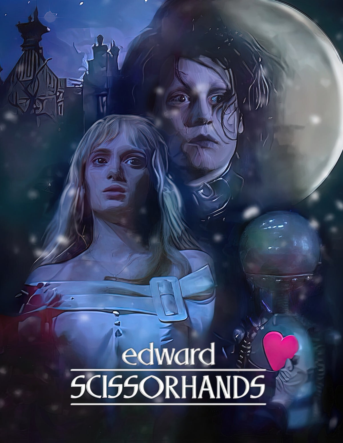 Edward Scissorhands Movie Poster | Edward and Kim Under the Moon - Movies & TV Poster
