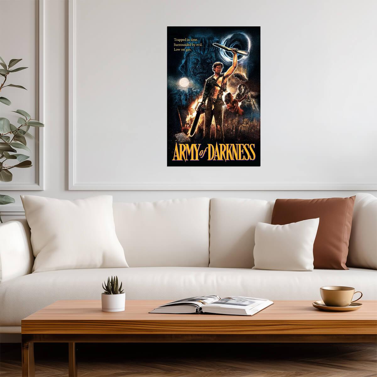 Army of Darkness Movie Poster | Ash Raising His Sword Above the Army - Movies & TV Poster