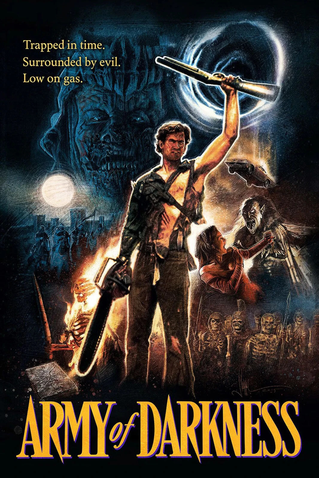 Army of Darkness Movie Poster | Ash Raising His Sword Above the Army - Movies & TV Poster