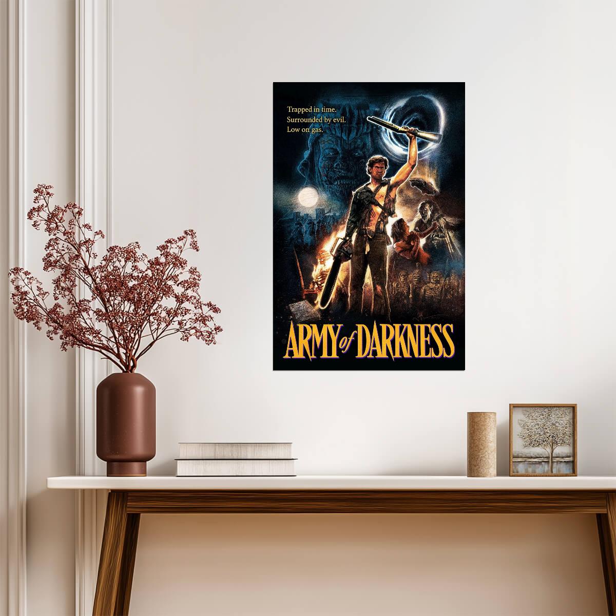 Army of Darkness Movie Poster | Ash Raising His Sword Above the Army - Movies & TV Poster