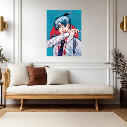Chainsaw Man Anime Poster | Aki Hayakawa Blood Spatter Illustration - Anime Poster