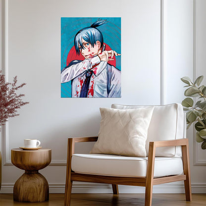 Chainsaw Man Anime Poster | Aki Hayakawa Blood Spatter Illustration - Anime Poster