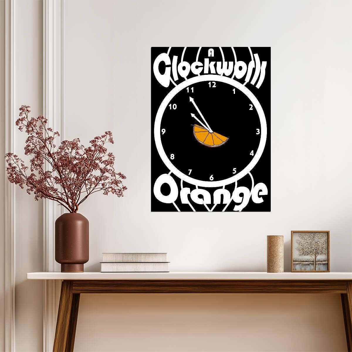 A Clockwork Orange Poster | Orange Slice Clock Graphic Print - Movies & TV Poster