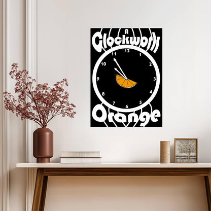 A Clockwork Orange Poster | Orange Slice Clock Graphic Print - Movies & TV Poster