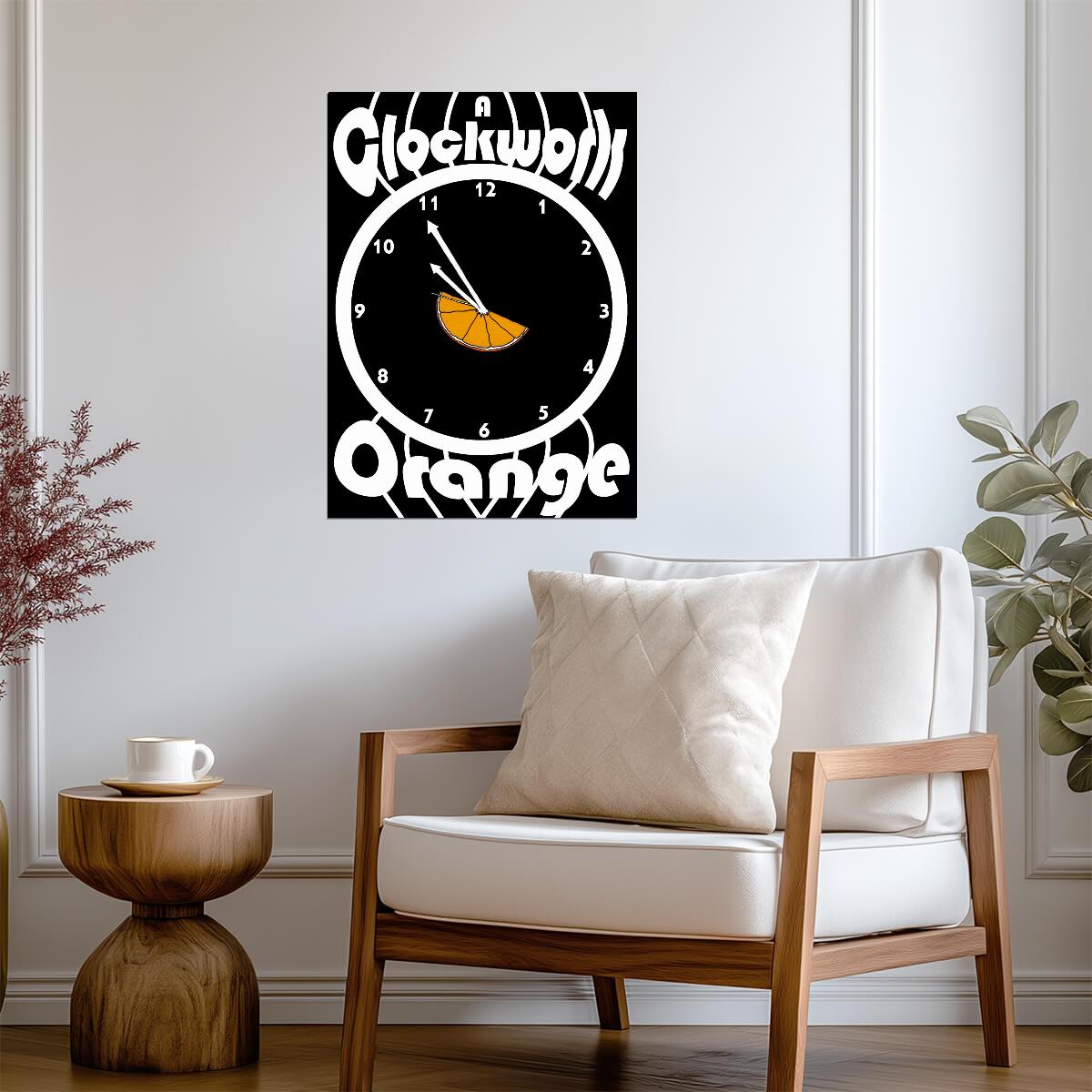 A Clockwork Orange Poster | Orange Slice Clock Graphic Print - Movies & TV Poster