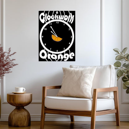 A Clockwork Orange Poster | Orange Slice Clock Graphic Print - Movies & TV Poster