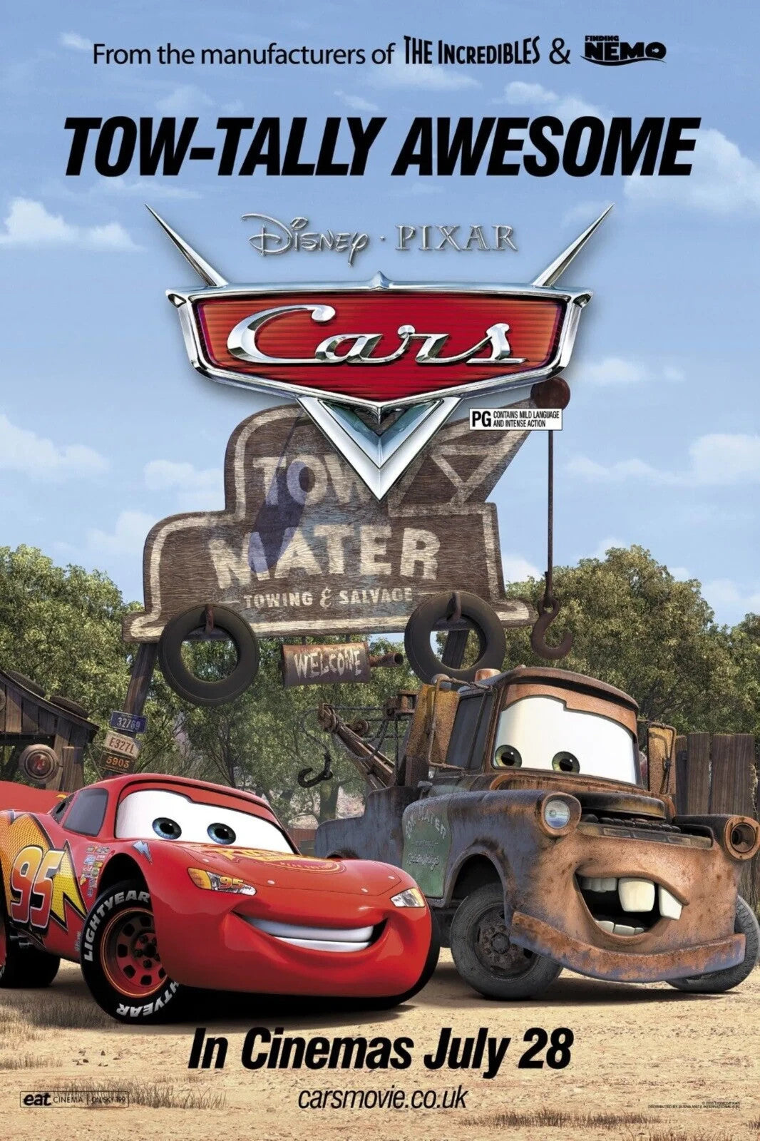 Cars 2006 Movie Poster | Lightning McQueen and Mater at Tow Mater Salvage - Movies & TV Poster