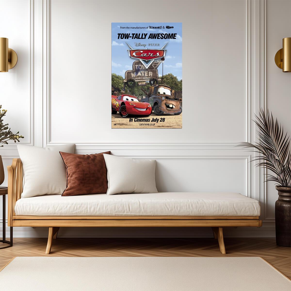 Cars 2006 Movie Poster | Lightning McQueen and Mater at Tow Mater Salvage - Movies & TV Poster