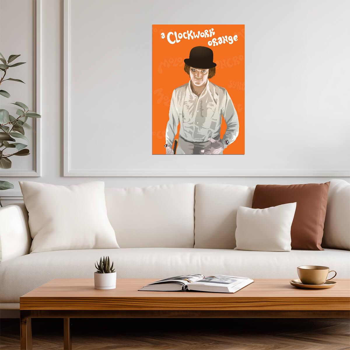 A Clockwork Orange Poster | Alex in a Bowler Hat Cartoon Print - Movies & TV Poster