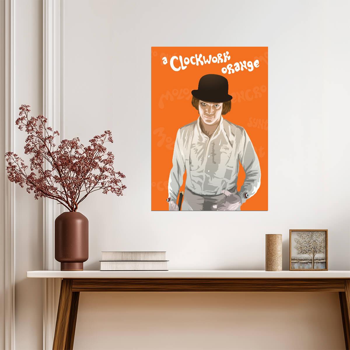 A Clockwork Orange Poster | Alex in a Bowler Hat Cartoon Print - Movies & TV Poster