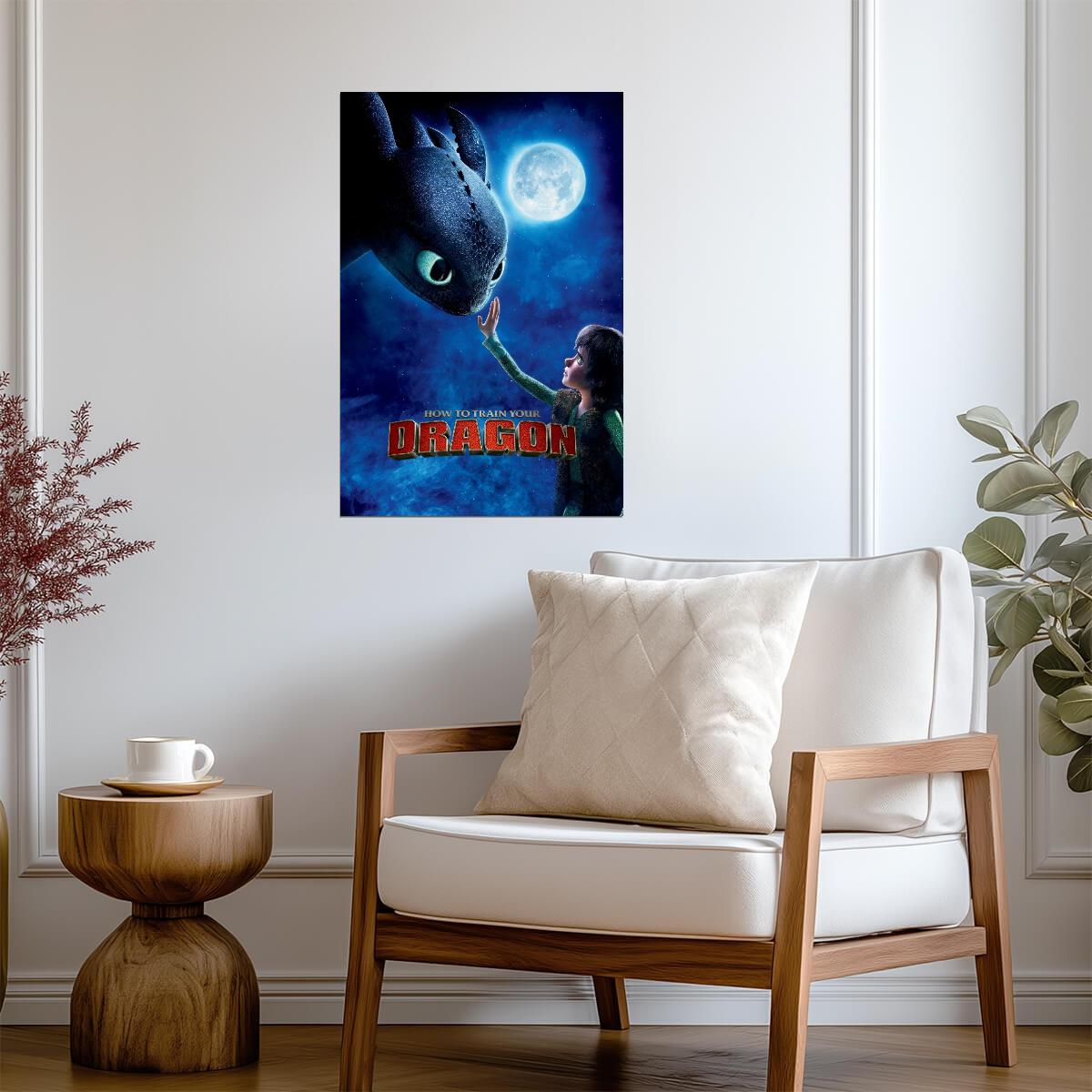 How to Train Your Dragon 2010 Movie Poster | Hiccup Reaching toward Toothless - Movies & TV Poster