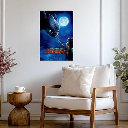 How to Train Your Dragon 2010 Movie Poster | Hiccup Reaching toward Toothless - Movies & TV Poster