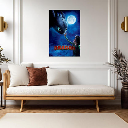 How to Train Your Dragon 2010 Movie Poster | Hiccup Reaching toward Toothless - Movies & TV Poster