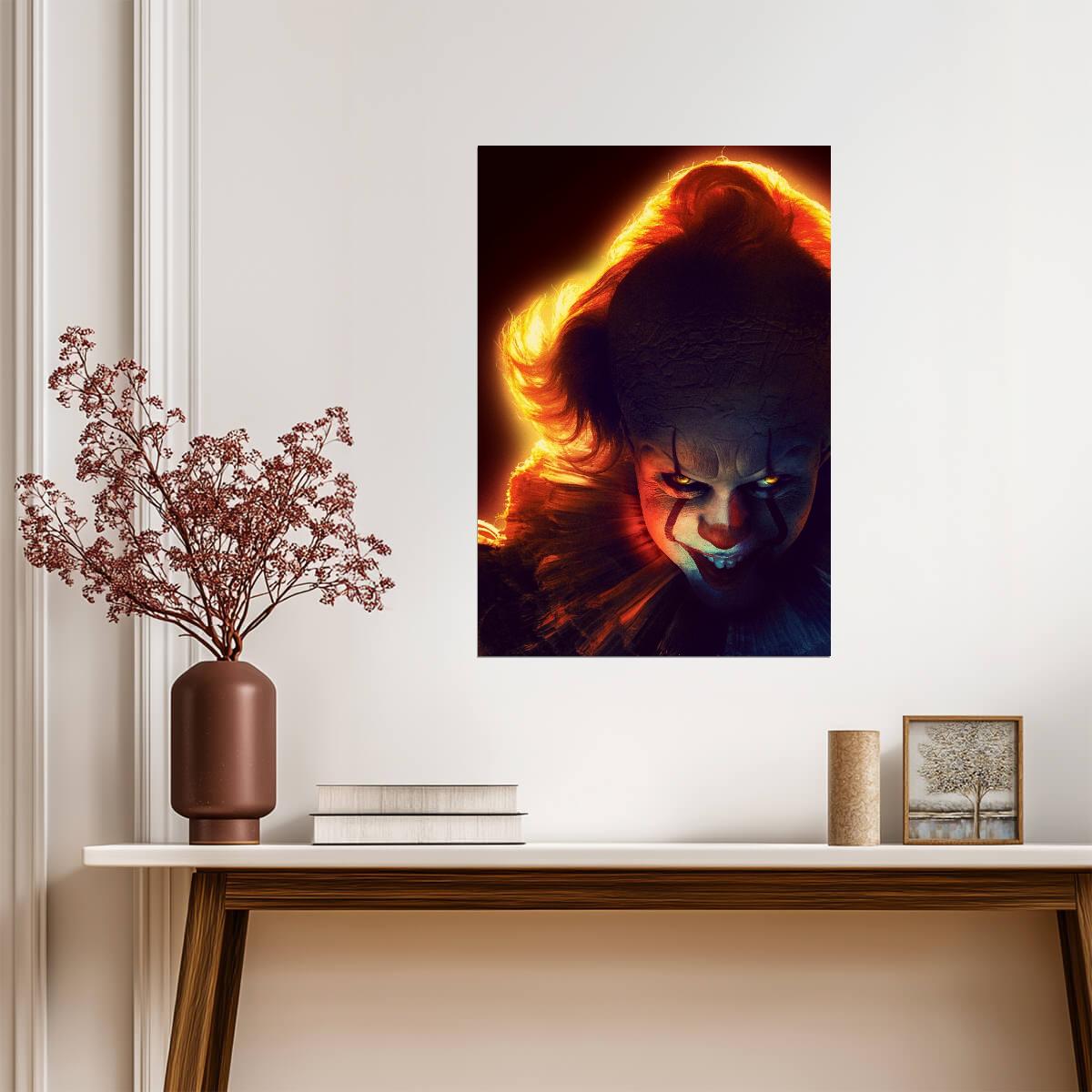 IT Chapter Two Movie Poster | Pennywise with Hair Lit by Fire - Movies & TV Poster