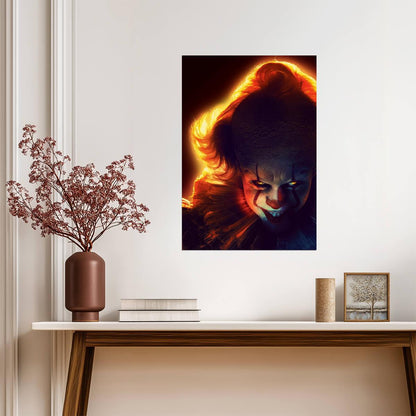IT Chapter Two Movie Poster | Pennywise with Hair Lit by Fire - Movies & TV Poster