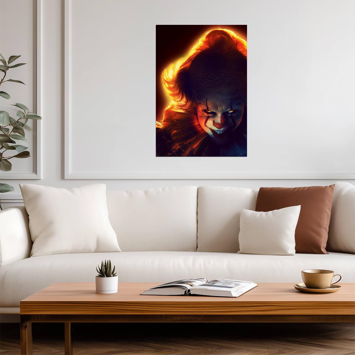IT Chapter Two Movie Poster | Pennywise with Hair Lit by Fire - Movies & TV Poster