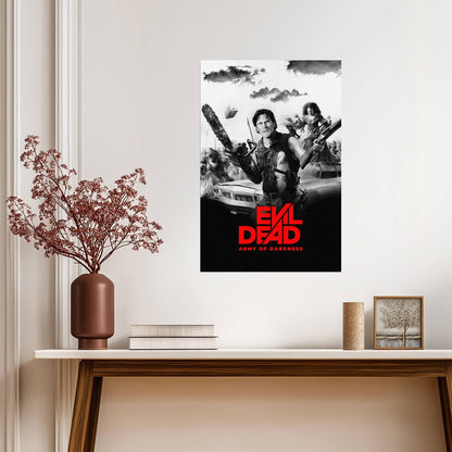 Army of Darkness Movie Poster | Ash and the Necronomicon in Black and White - Movies & TV Poster