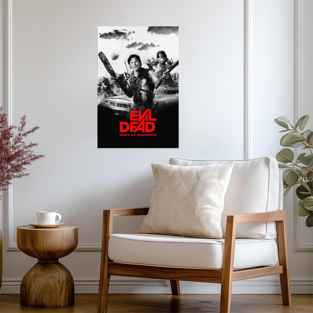 Army of Darkness Movie Poster | Ash and the Necronomicon in Black and White - Movies & TV Poster
