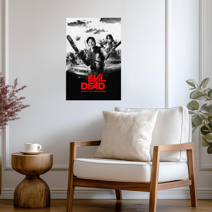 Army of Darkness Movie Poster | Ash and the Necronomicon in Black and White - Movies & TV Poster