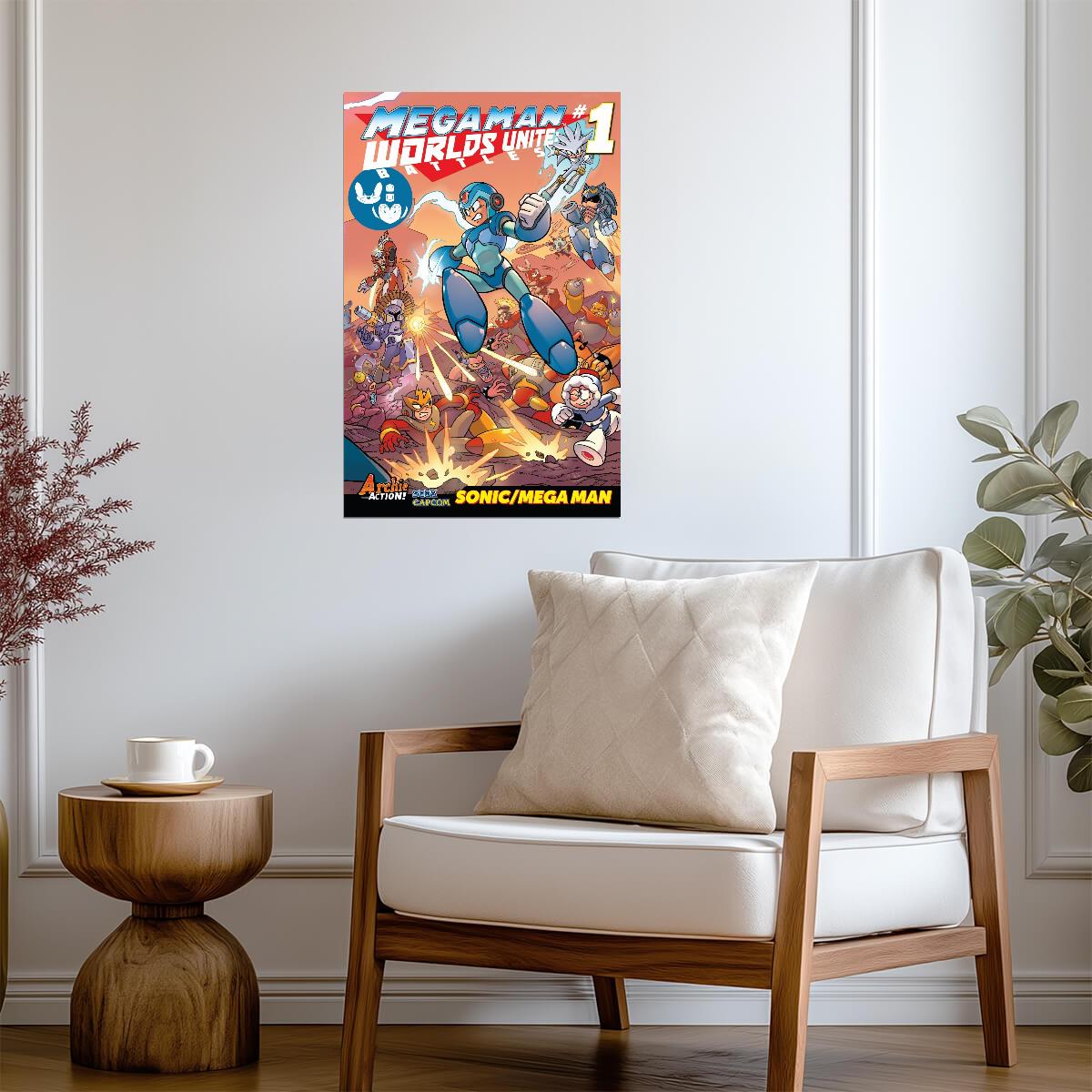 Mega Man Poster | Worlds Unite Issue 1 | Comic Cover Art - Graphic & Art Poster