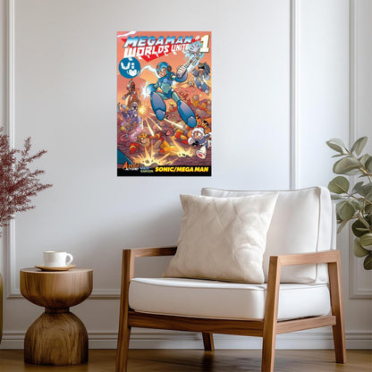 Mega Man Poster | Worlds Unite Issue 1 | Comic Cover Art - Graphic & Art Poster