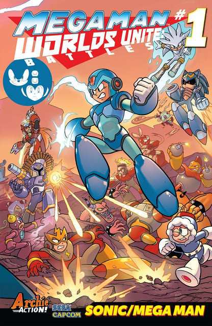 Mega Man Poster | Worlds Unite Issue 1 | Comic Cover Art - Graphic & Art Poster