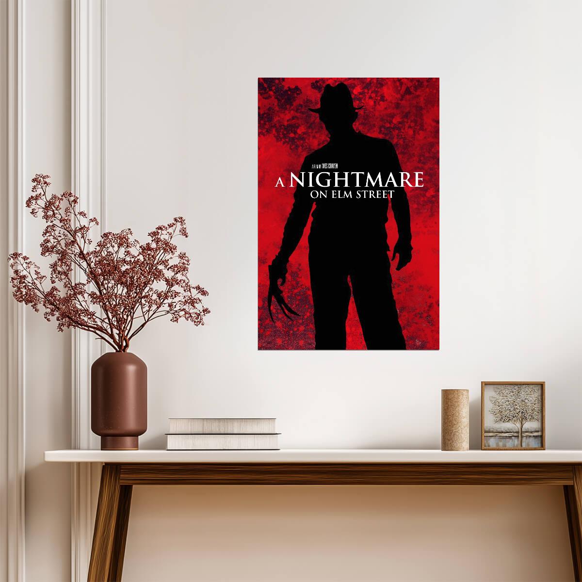 A Nightmare on Elm Street Poster | Freddy Krueger Red Silhouette - Movies & TV Poster