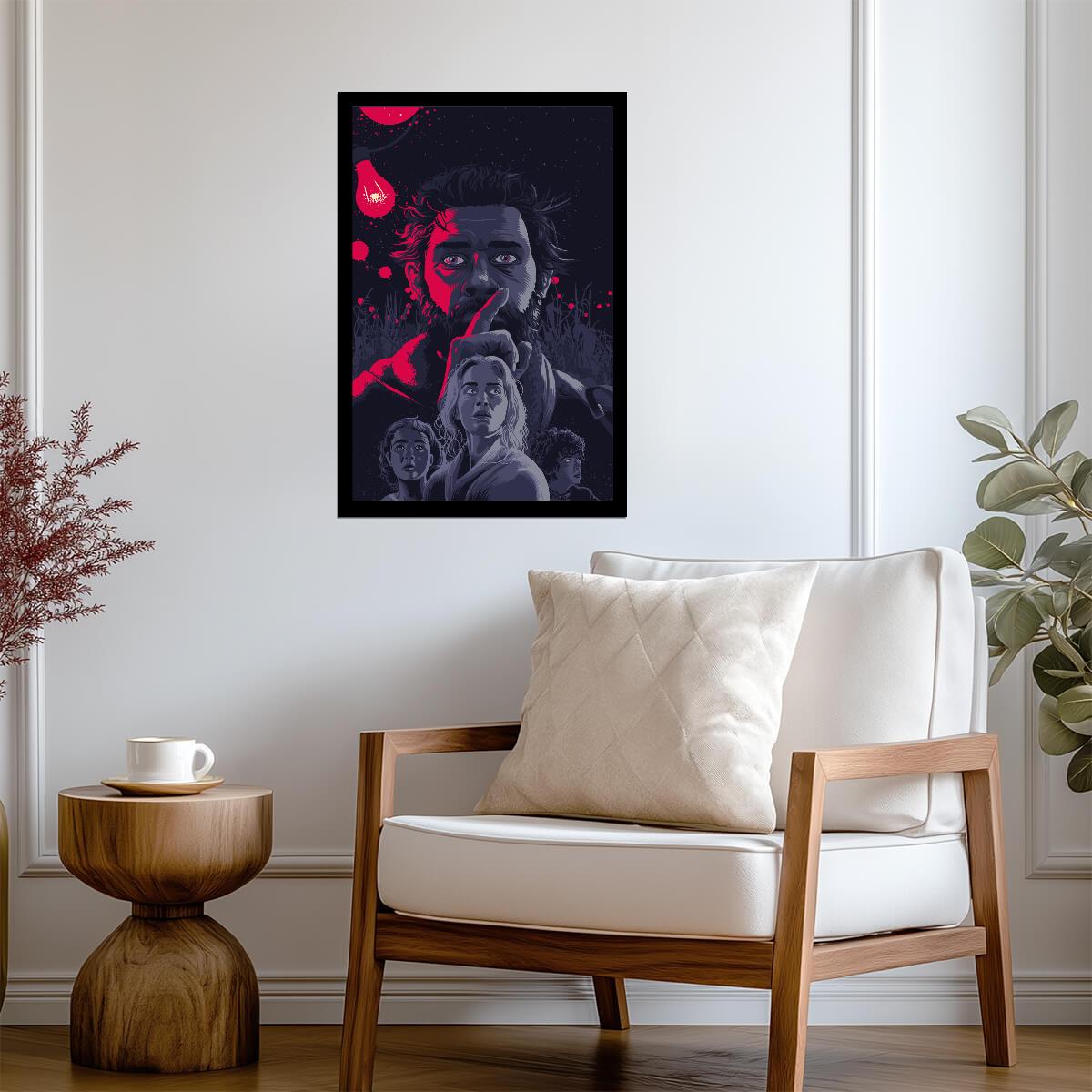 A Quiet Place Poster | Abbott Family Portraits | Purple Horror Illustration - Movies & TV Poster