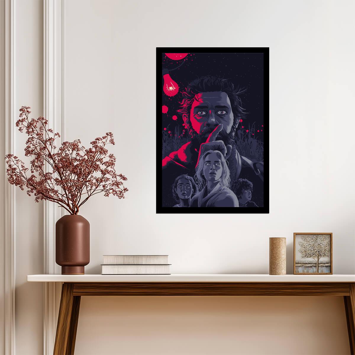 A Quiet Place Poster | Abbott Family Portraits | Purple Horror Illustration - Movies & TV Poster