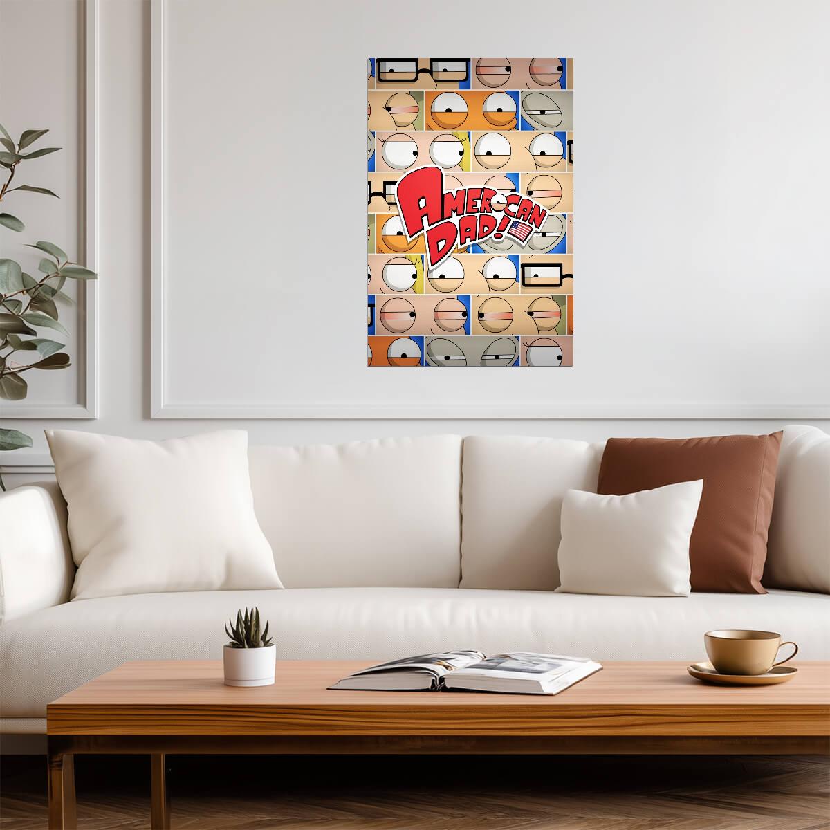 American Dad Poster | Cartoon Eyes Collage - Movies & TV Poster
