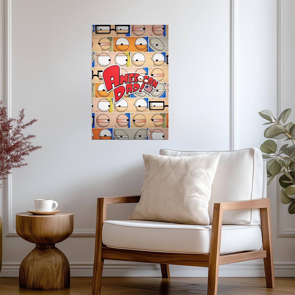 American Dad Poster | Cartoon Eyes Collage - Movies & TV Poster