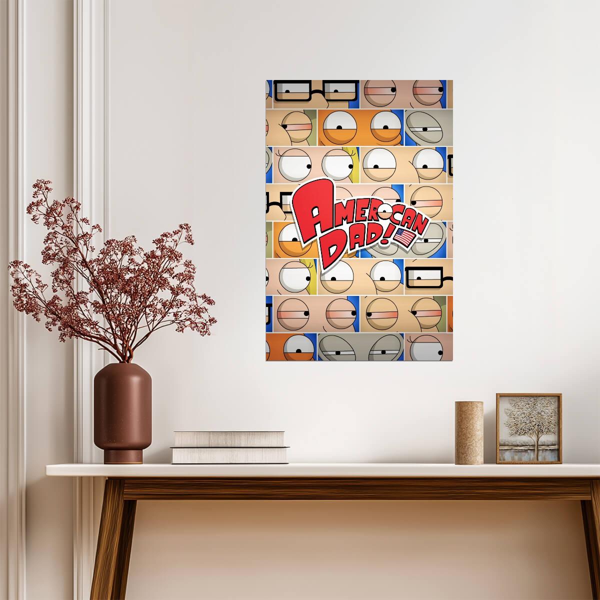American Dad Poster | Cartoon Eyes Collage - Movies & TV Poster