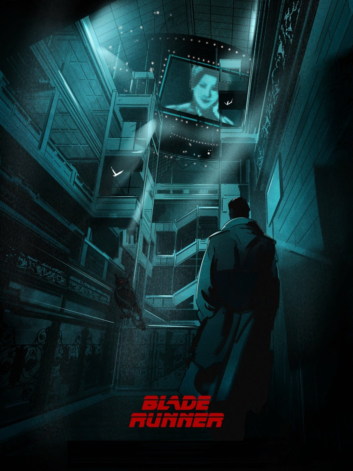 Blade Runner 1982 Movie Poster | Neon City and Giant Advertising Screen - Movies & TV Poster