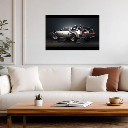 Back to the Future Movie Poster | DeLorean Time Machine Side Profile - Movies & TV Poster