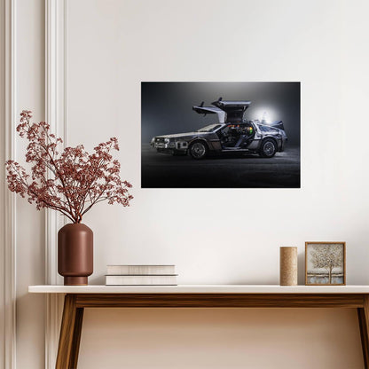 Back to the Future Movie Poster | Open-Wing DeLorean on Black - Movies & TV Poster