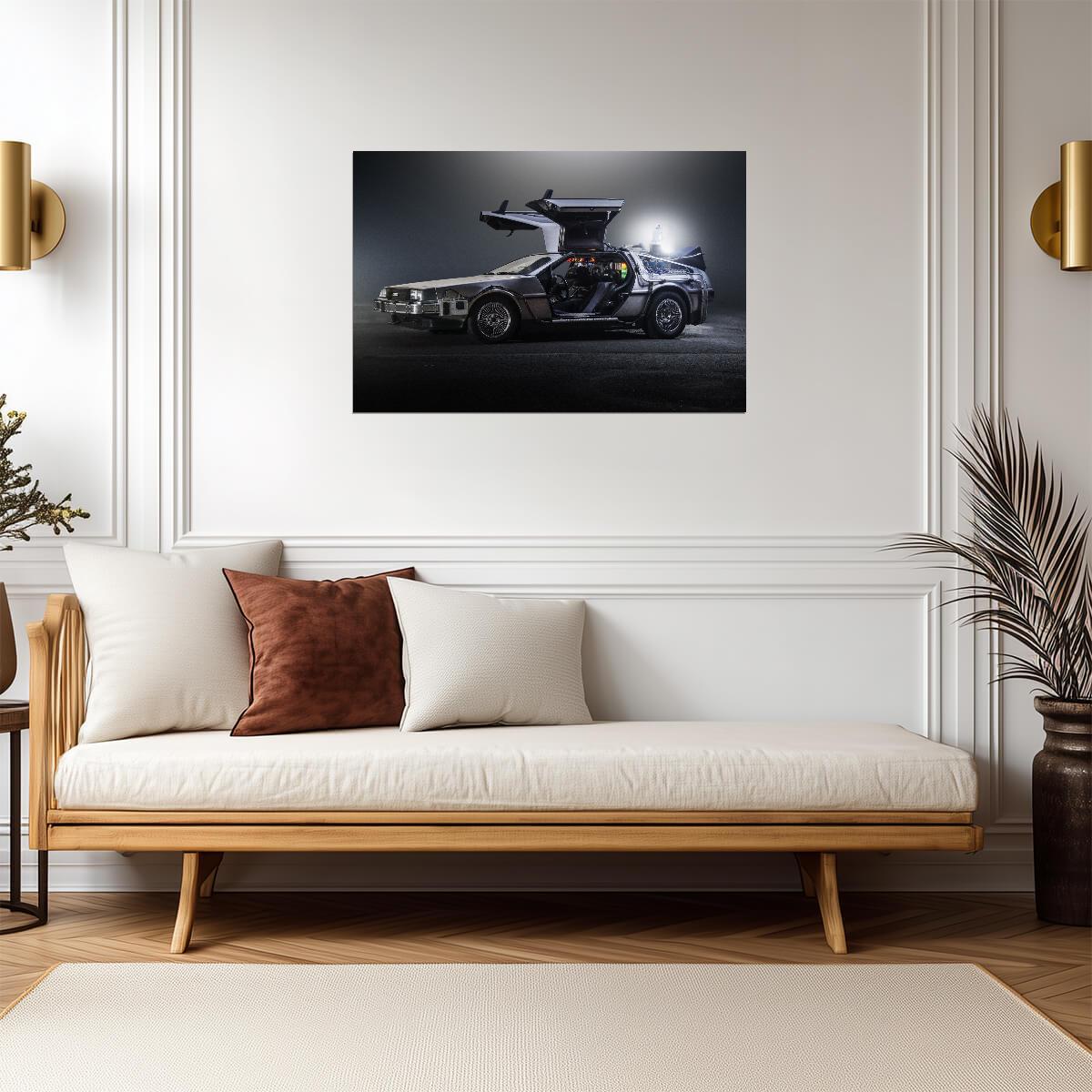 Back to the Future Movie Poster | Open-Wing DeLorean on Black - Movies & TV Poster