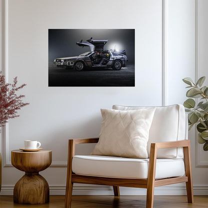 Back to the Future Movie Poster | Open-Wing DeLorean on Black - Movies & TV Poster