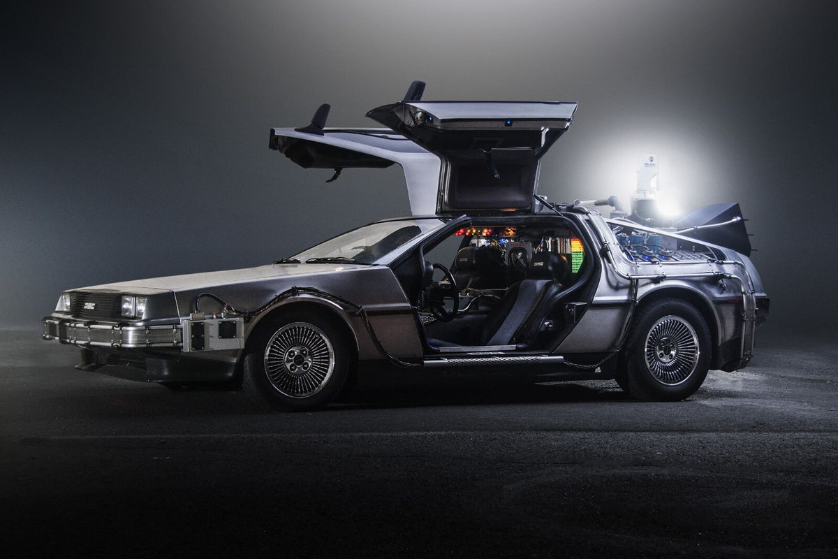 Back to the Future Movie Poster | Open-Wing DeLorean on Black - Movies & TV Poster