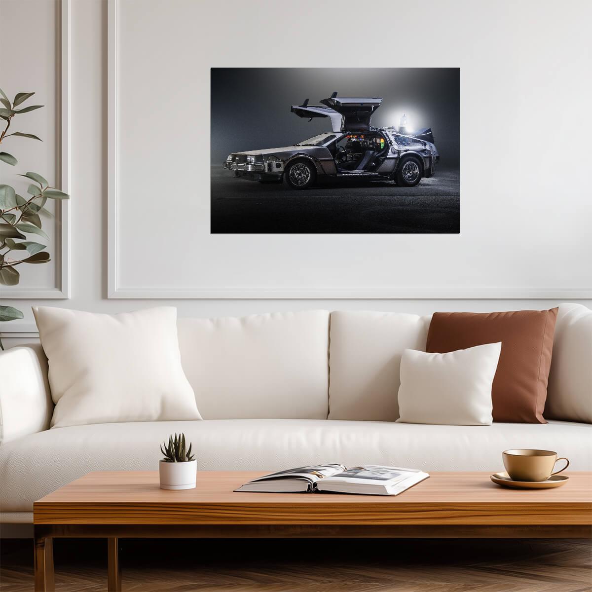 Back to the Future Movie Poster | Open-Wing DeLorean on Black - Movies & TV Poster