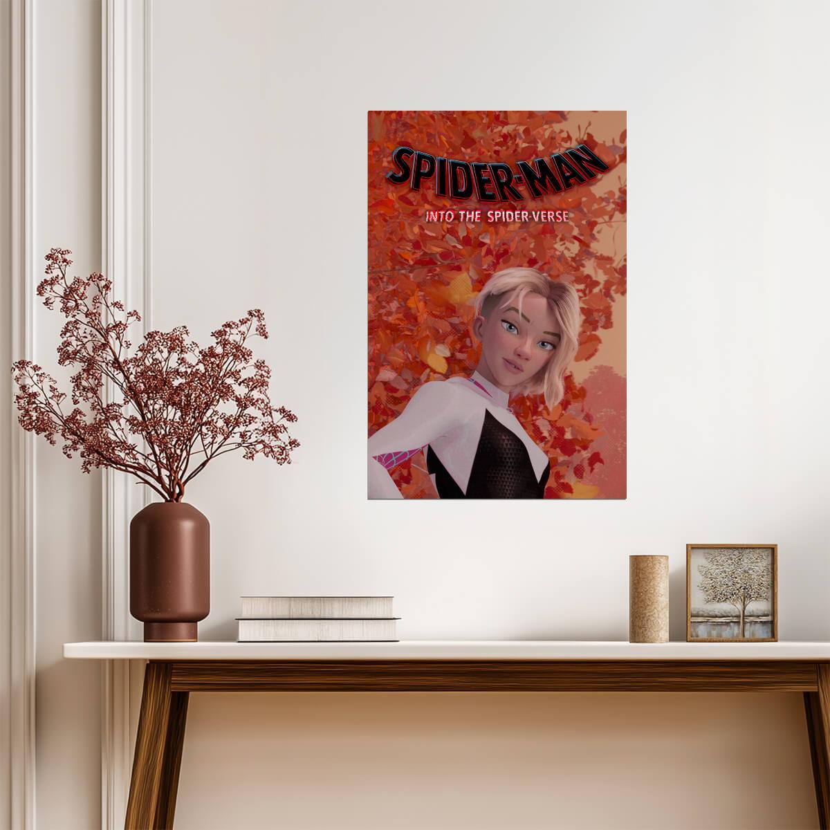 Spider-Man Into the Spider-Verse Movie Poster | Gwen Stacy among Autumn Leaves - Movies & TV Poster