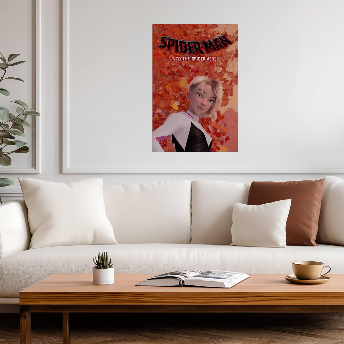 Spider-Man Into the Spider-Verse Movie Poster | Gwen Stacy among Autumn Leaves - Movies & TV Poster