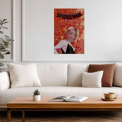 Spider-Man Into the Spider-Verse Movie Poster | Gwen Stacy among Autumn Leaves - Movies & TV Poster
