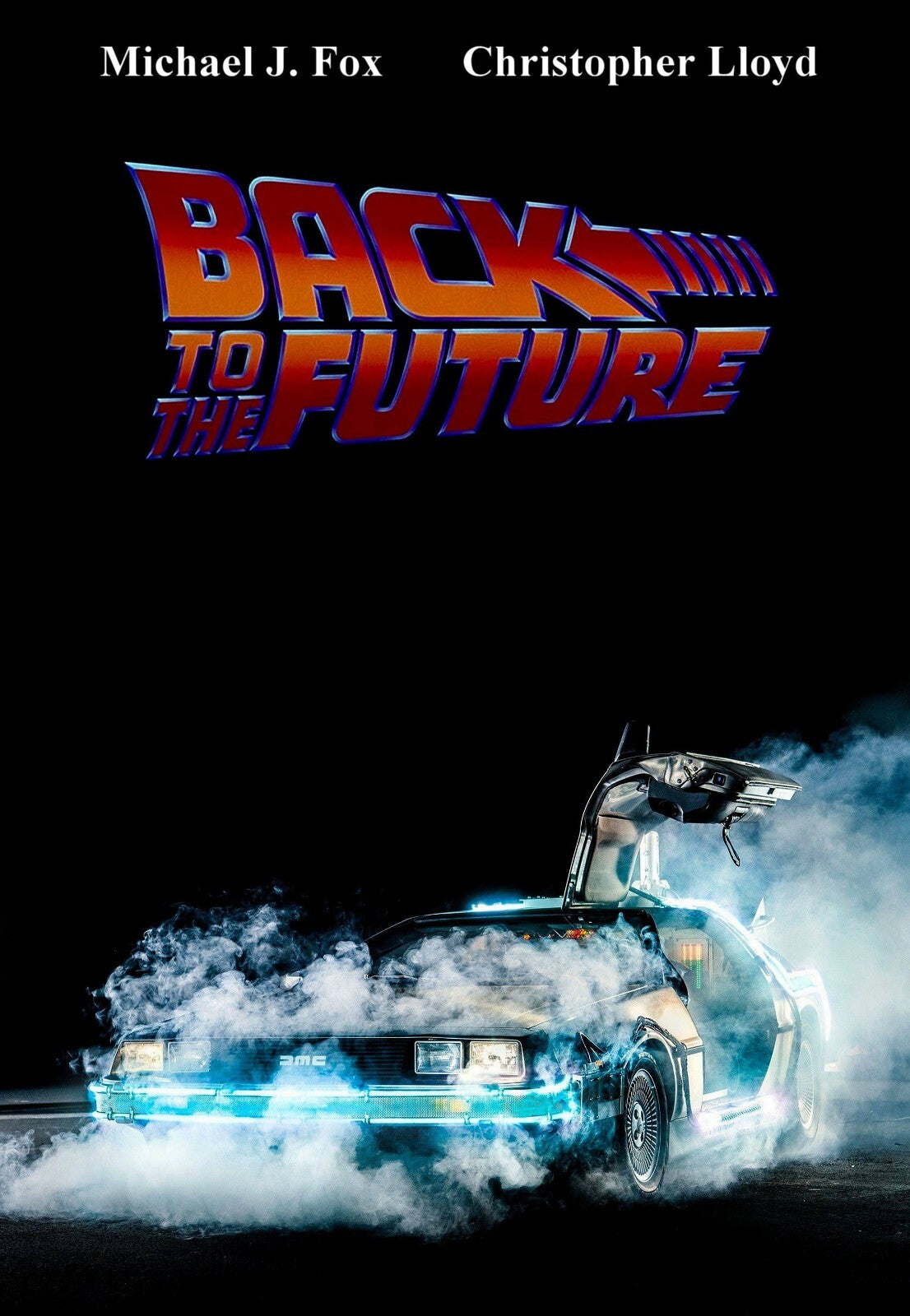 Back to the Future Movie Poster | DeLorean in Cold Blue Smoke - Movies & TV Poster