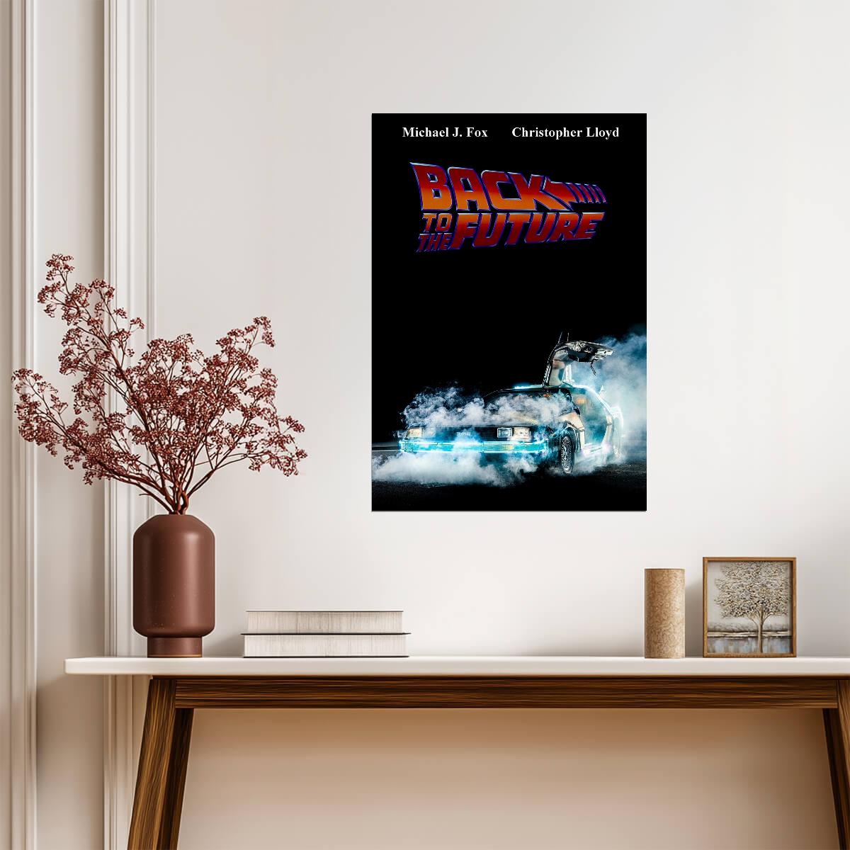 Back to the Future Movie Poster | DeLorean in Cold Blue Smoke - Movies & TV Poster