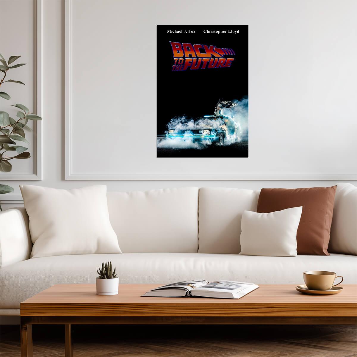 Back to the Future Movie Poster | DeLorean in Cold Blue Smoke - Movies & TV Poster