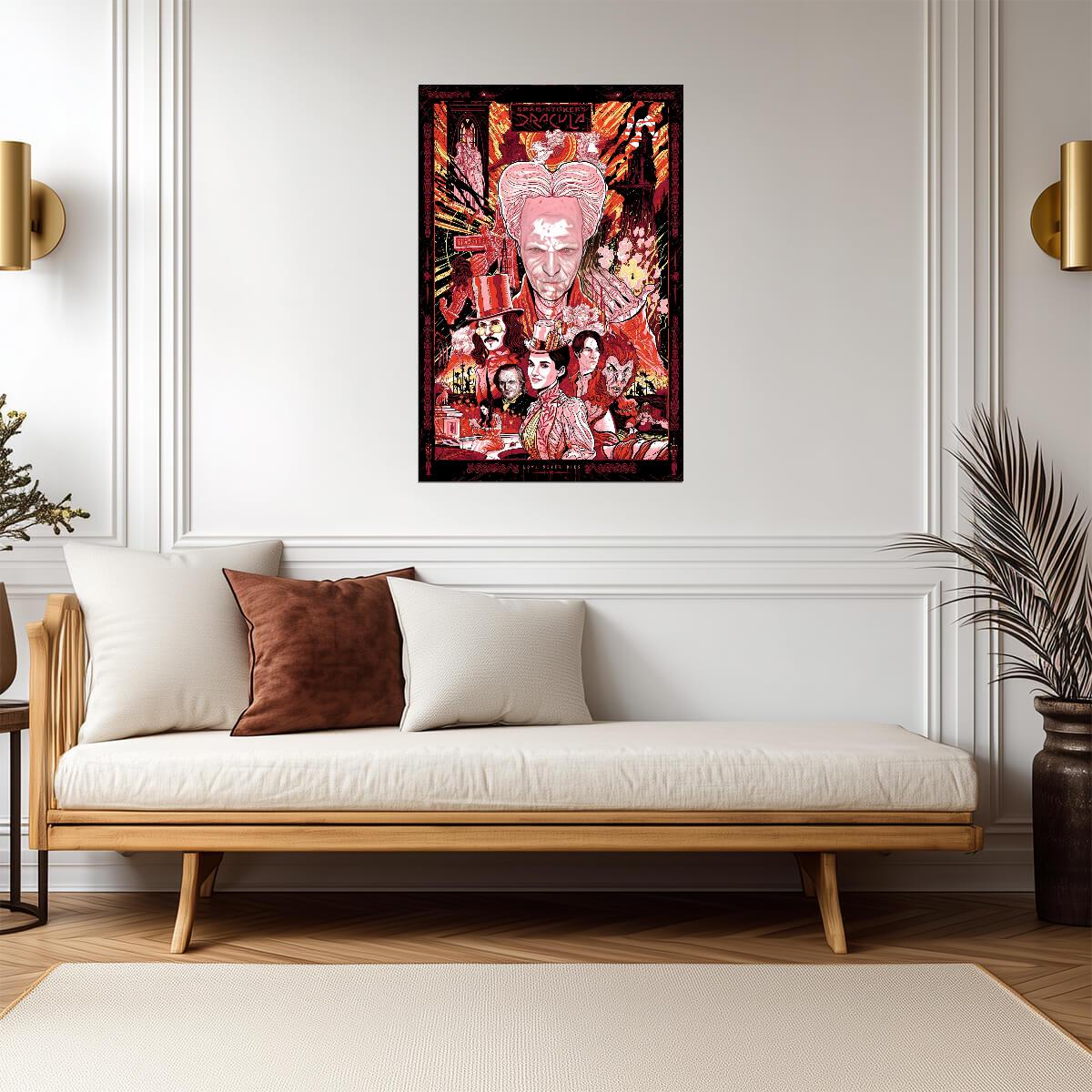 Bram Stoker's Dracula 1992 Movie Poster | Red and Black Cast Illustration - Movies & TV Poster