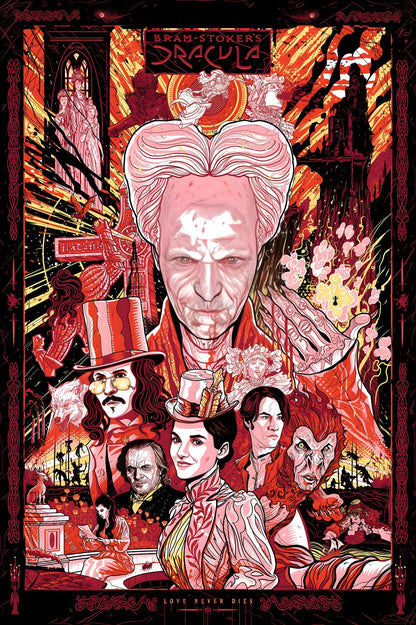Bram Stoker's Dracula 1992 Movie Poster | Red and Black Cast Illustration - Movies & TV Poster