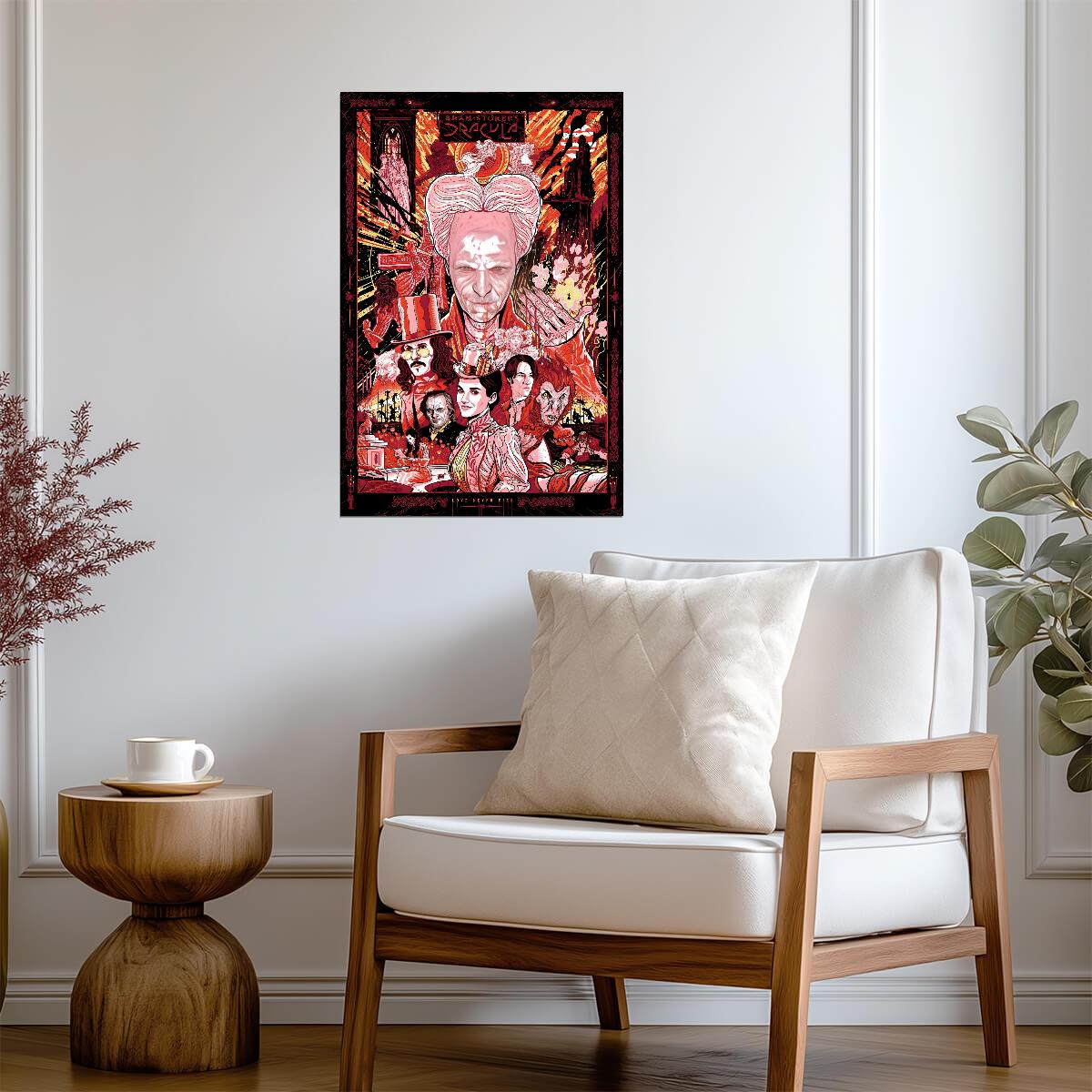 Bram Stoker's Dracula 1992 Movie Poster | Red and Black Cast Illustration - Movies & TV Poster